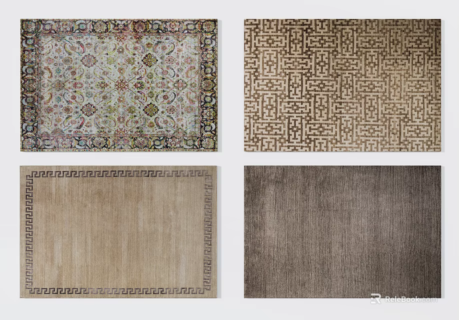 Square Area Rugs Featuring Intricate Patterns Classic Designs And Soft Textures 3d model