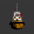 Orange And White Tugboat With Black Fenders And Red Structures