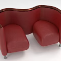 Red Leather Curved Two Seater Sofa With Metal Legs Modern Interior Design