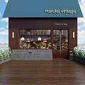 Specialty Store Interior With Wooden Balcony Chandelier Display Shelves Cases And Staircase