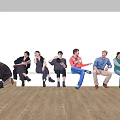 Modern multi-person sitting character combination 3d model