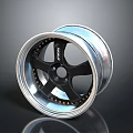 Stylish Car Wheel With Black Spokes And Silver Alloy Rim Design