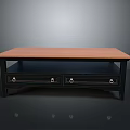 Stylish Black Coffee Table With Brown Wooden Top And Three Drawers