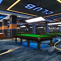 Modern Billiard Room Interior With Pool Tables Comfortable Sofas And Elegant Lighting 3d model