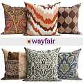 Colorful Decorative Throw Pillows With Paisley Zigzag Geometric And Patchwork Patterns 3d model