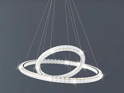 Elegant Modern Double Ring Crystal Chandelier with Transparent Crystals Suspended Design 3d model