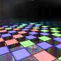 Dreamy Techno Mirror Space With Colorful Glowing Cubes Reflections And Infinite Extending Visual Effect