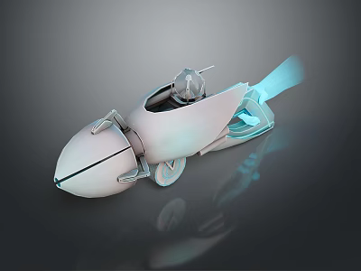 Futuristic Single Person Vehicle With Streamlined Cockpit And Blue Thruster Design 3d model
