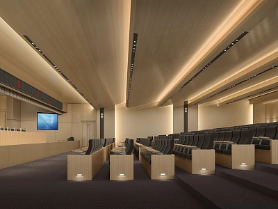 Modern Conference Room Interior With Seating And Screen 3d model