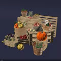 Fresh Carrots And Leeks In Baskets On Wooden Table Top