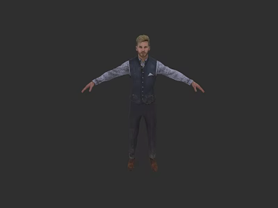 Game Movie Character Male Wearing Vest And Shirt With Arms Outstretched In Dark Background 3d model