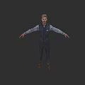 Game Movie Character Male Wearing Vest And Shirt With Arms Outstretched In Dark Background