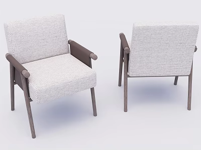 Modern Dining Chairs With Light Textured Upholstery And Dark Wooden Legs 3d model