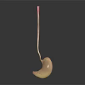 Sleek Beige Spoon With Red Handle Tip Displayed On Black Background Showing Reflection