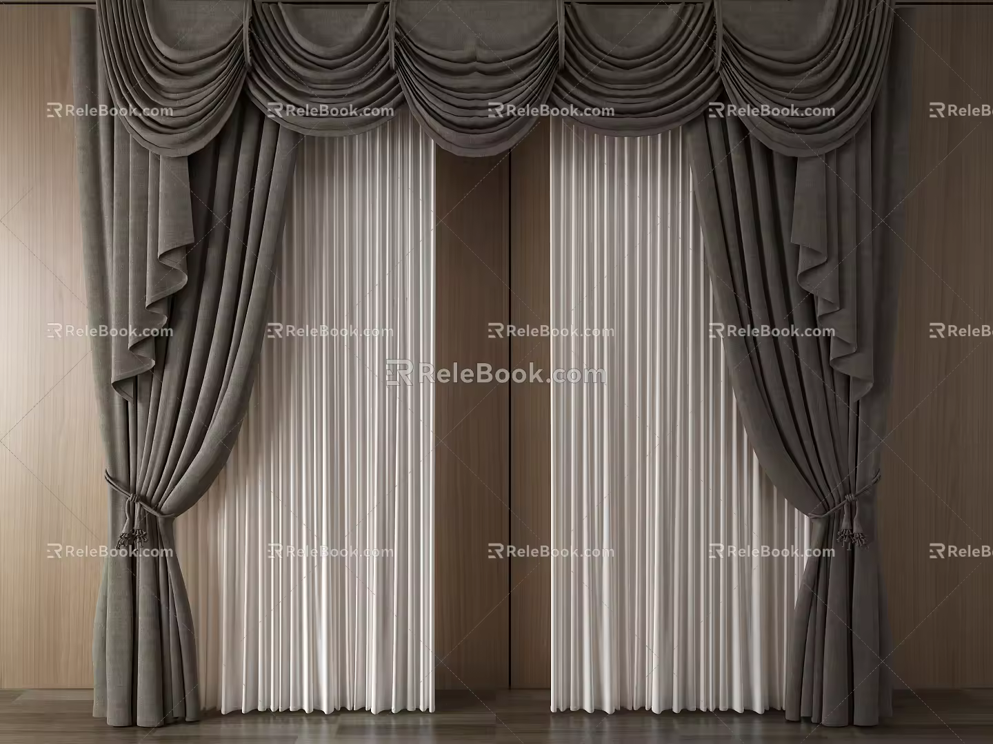 European-style curtains 3d model