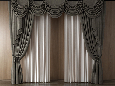 European-style curtains 3d model