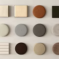 Decorative Square And Round Knobs In Various Colors With Textured And Smooth Surfaces 3d model
