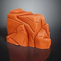Orange Cracked Natural Stone Material Block With Rough Texture For Decorative Design Element 3d model