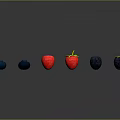 Glossy Assorted Fresh Berries Arranged in Row With Blue Red and Black Hues