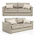 Modern Light Beige Fabric Double Sofa With Comfortable Cushions And Elegant Design 3d model