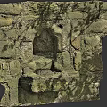 Rustic Stone and Wood Wall with Niche Design Natural Texture and Wooden Accents
