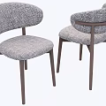 Modern Gray Fabric Upholstered Dining Chairs With Wooden Legs And Curved Back