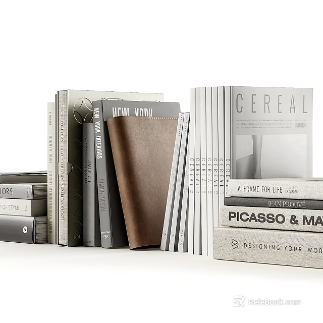 Stacked Books And Magazines With Various Color Covers Including Design And Art Titles 3d model 