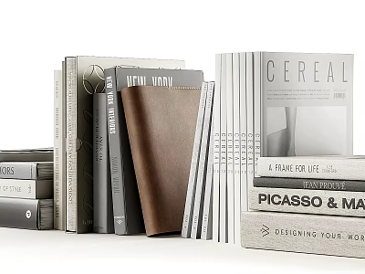 Stacked Books And Magazines With Various Color Covers Including Design And Art Titles 3d model