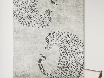 Modern Square Carpet with Leopard Print Design for Living Room Decor 3d model