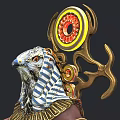Game and Movie Character Design With Golden Horned Ornament White Hair Colorful Skirt Front Back Views