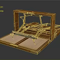 Vintage Wooden Mechanical Device with Metal Components and Platform Base
