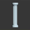 Classical White Fluted Column with Base and Capital Architectural Decorative Element 3d model