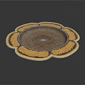 Elegant Decorative Tray With Petal Shaped Edge And Golden Floral Patterns