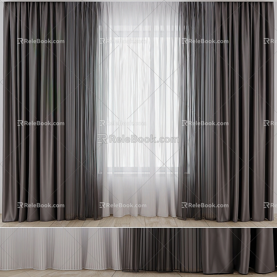 Modern fabric curtains 3d model