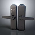 Modern Smart Door Handle Pair With Digital Keypad And Sleek Metal Design
