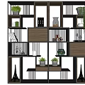 Modern Storage Shelving Unit Featuring Multiple Shelves Green Plants and Decorative Items 3d model