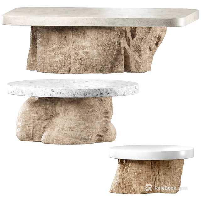 Modern Rustic Coffee Table With Burlap Texture Base And White Marble Top Various Designs 3d model