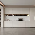 Modern Kitchen With White Cabinets White Tile Backsplash And Built in Oven 3d model