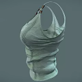 Woman Wearing Light Green Tank Top With Metallic Buckle Straps And Soft Fabric