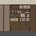 Modern Wooden Bookshelf With LED Lighting And Decorative Items Including Books Vases And Frames