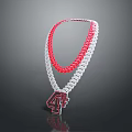Fashionable Red And White Chain Necklace With 4F Logo Pendant Design