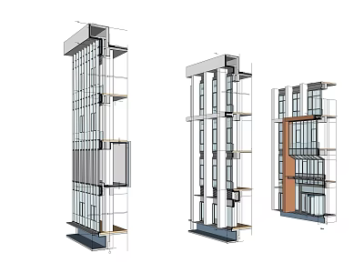 Building Components For High Rise Buildings With Various Structural Designs And Glass Facades 3d model