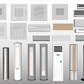 Different Styles of Air Conditioners and Fans Featuring Wall Mounted Tower and Window Units
