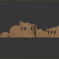 Detailed Ancient Brick Ruins With Circular Arches Walls And Scattered Bricks