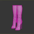 White Knee High Boots with Red Stiletto Heels and Sleek Design