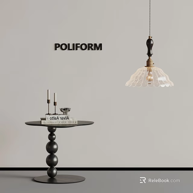 POLIFORM Home Decor With Small Black Table Lamp Candle And Book 3d model 