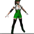 Game Movie Character Wearing White Top Green Suspender Shorts Black Socks Green Boots And Eyeglasses