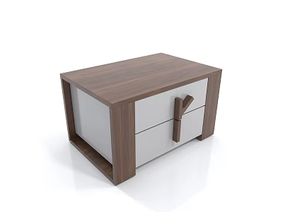 Modern Minimalist Nightstand With Wooden Top White Drawers And Sleek Structure 3d model