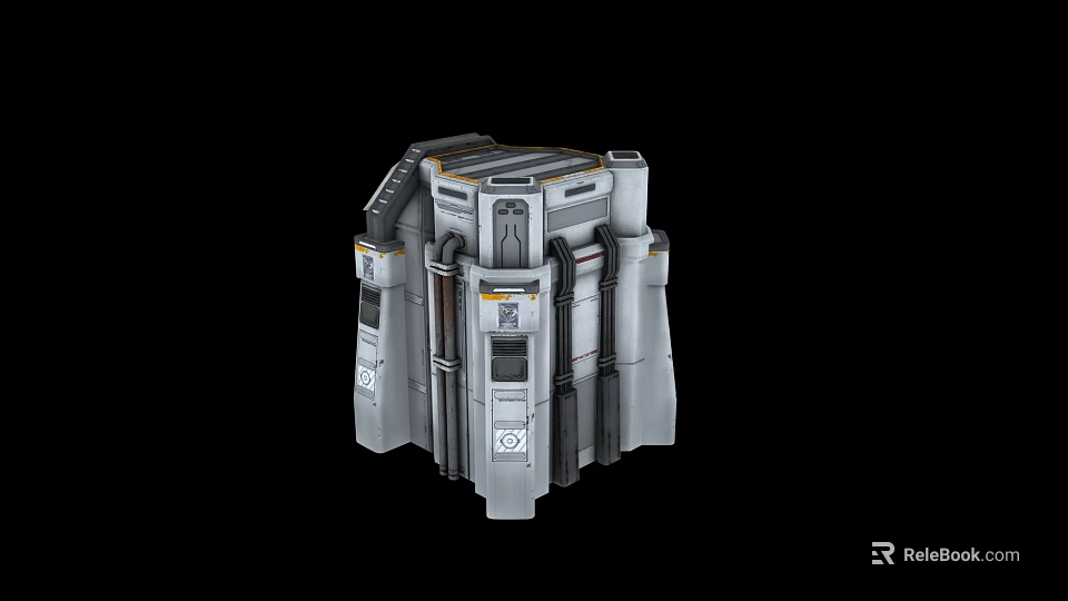 Futuristic Mechanical Weapon Device With Multiple Pipes Panels And Structural Components 3d model 