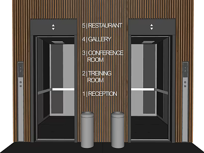 Modern Elevators with Floor Indicators for Reception Conference Room and Gallery 3d model